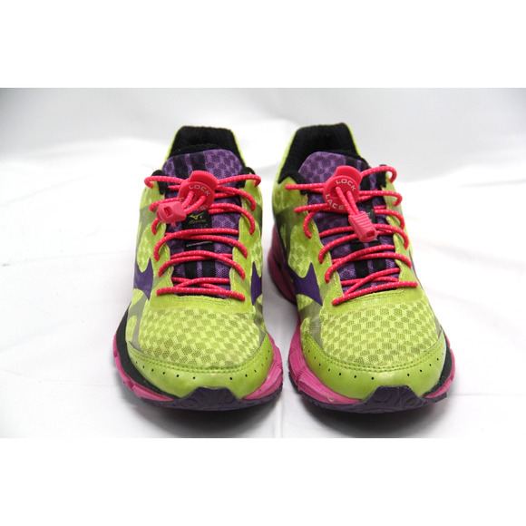 Mizuno Wave Rider 17 Running Shoes Womens Sz 6 Green Purple Pink Mesh - Picture 2 of 7